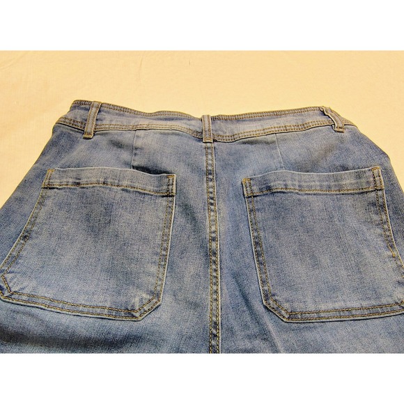 OAT New York Women Wide Leg Jeans Medium Wash High Rise Patch Pocket Size 10/30 - Picture 8 of 11